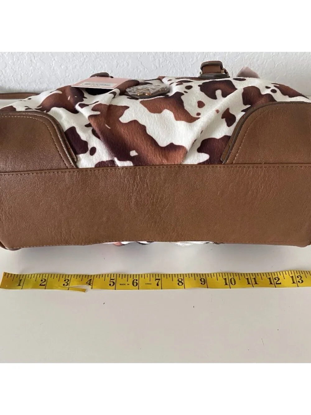 Juicy Couture Romance Cow Print Satchel In‎ Saddle Brown W/Charm Viral NEW